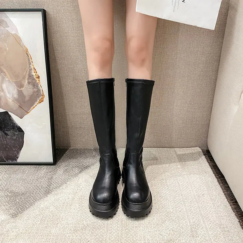 Women's Martin Boots with Side Zipper and Thick Sole