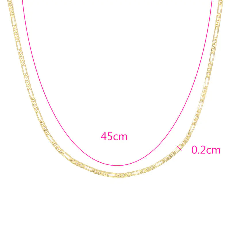 45cm Men's 18K Gold Plated Figaro Chain Necklace