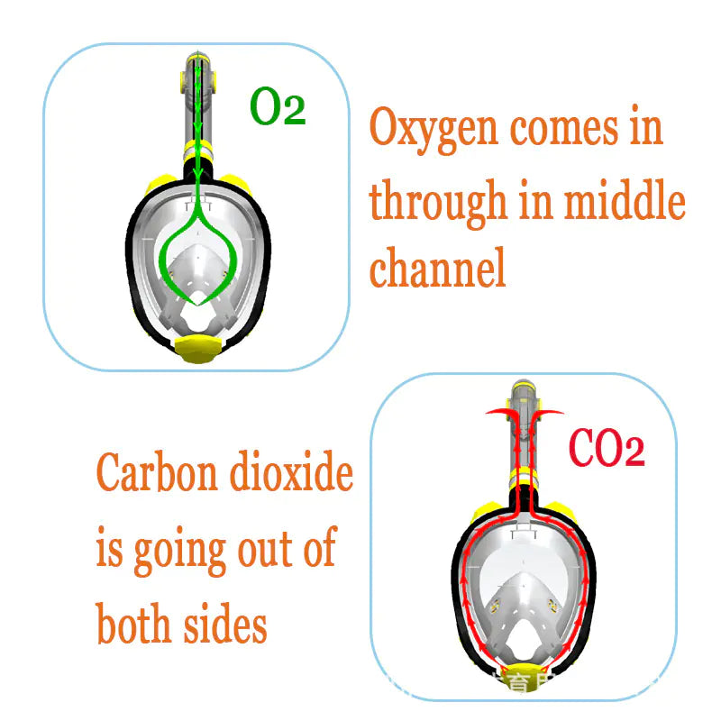 Full Face Dry Snorkel Mask for Swimming and Diving Gear