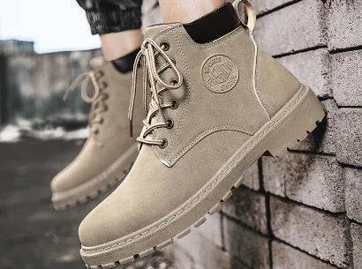 Men's Round Toe British Style Tooling Boots