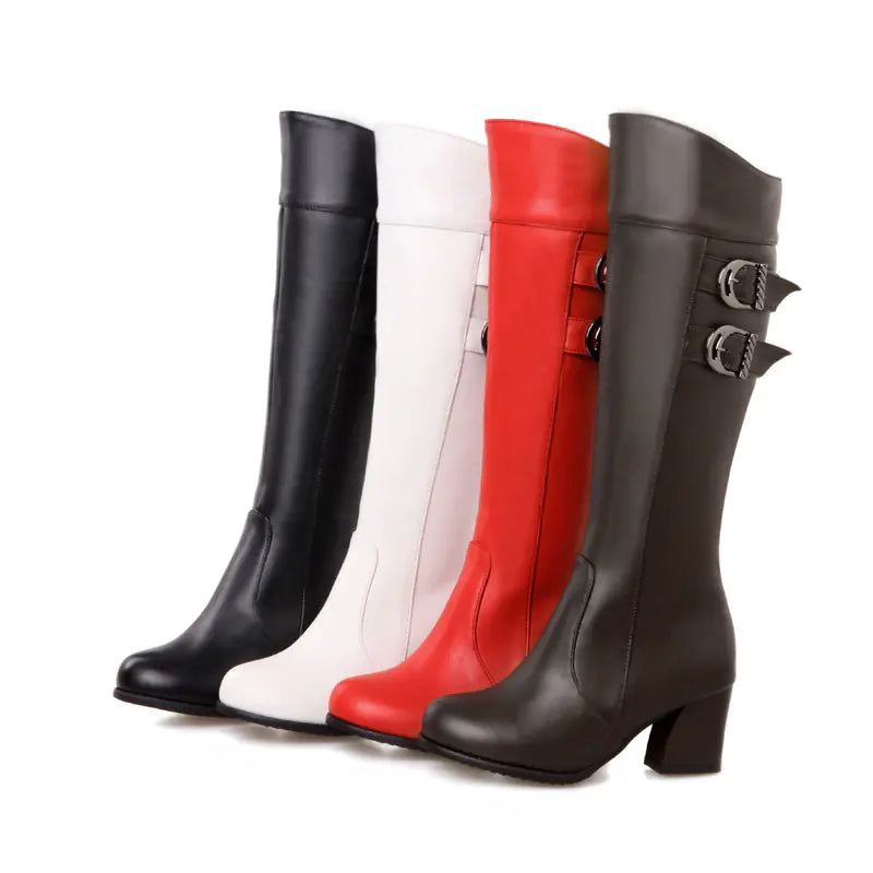 New Women's Waterproof Chunky Heel Martin Boots