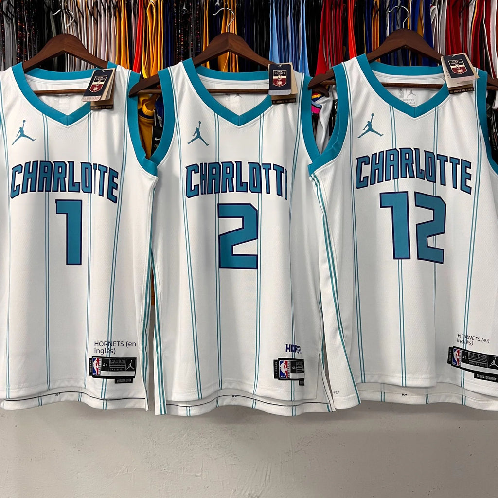 Hornets 2023 Season White Blue NBA Jerseys (Quick-Dry)