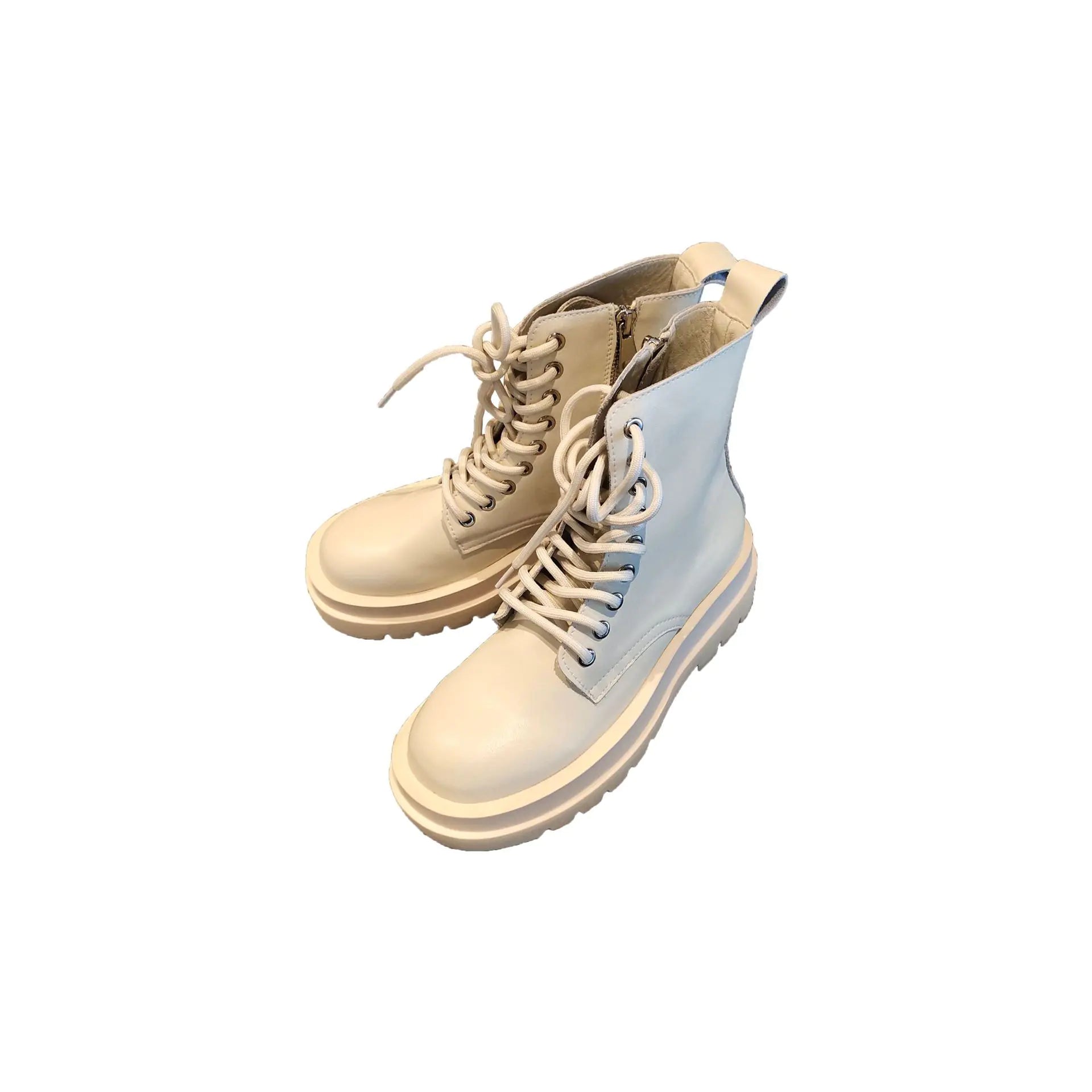 British Style Women's Thick-Soled Leather Boots
