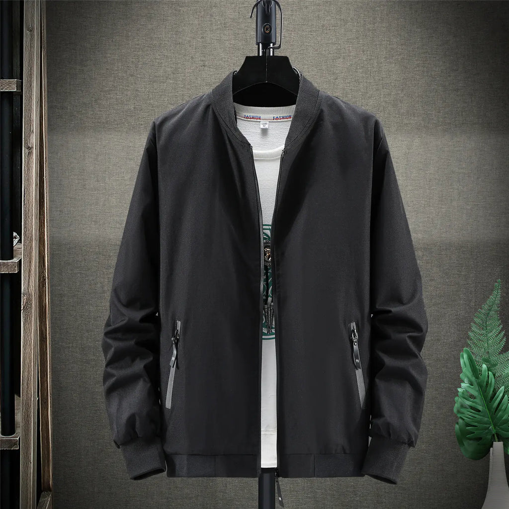 Trendy Stand Collar Solid Color Casual Jacket