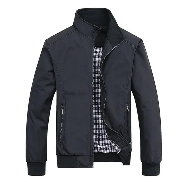 Men's Slim Solid Color Baseball Jersey Jacket