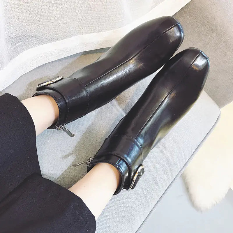 New Women's High Heel Chunky Martin Boots, Casual Style