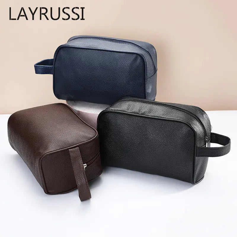 LAYRUSSI Waterproof PU Leather Makeup and Toiletries Bag