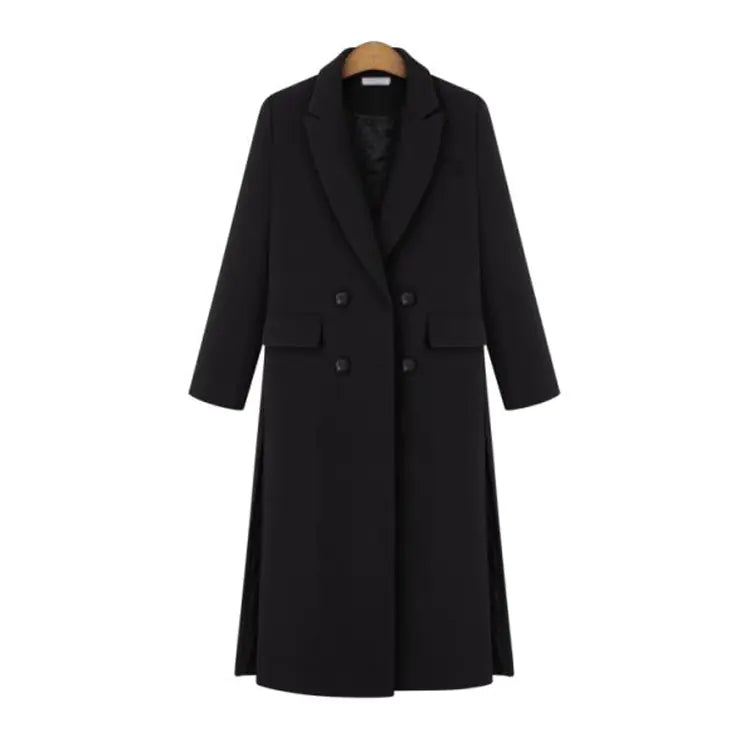 Double-Breasted Woolen Coat for Women Plus Size