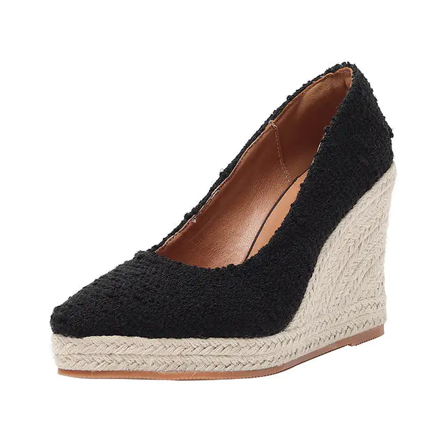 Retro Damen Pumps mit Keilabsatz für Frühling Sommer