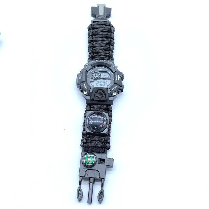 Multifunctional Outdoor Compass Watch with Survival Tools