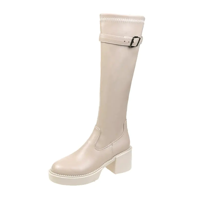 Women's Thick Heel Knee-High Martin Boots