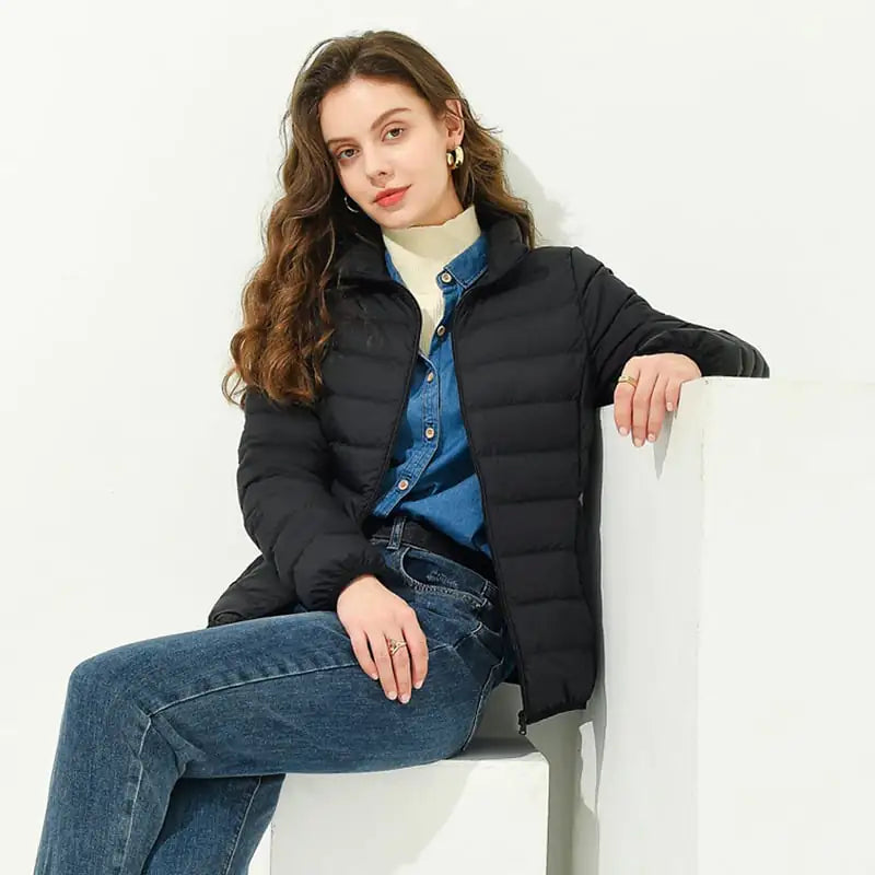 Korean Style Stand-Collar Ladies Down Jacket for Fall/Winter