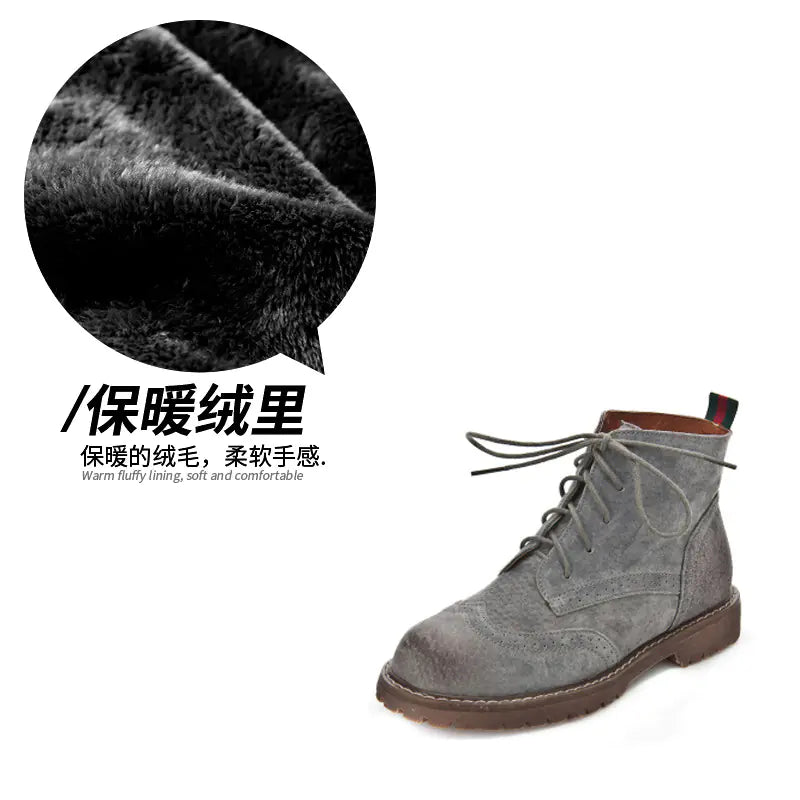 Botas Martin retro de ante con suela gruesa para mujer