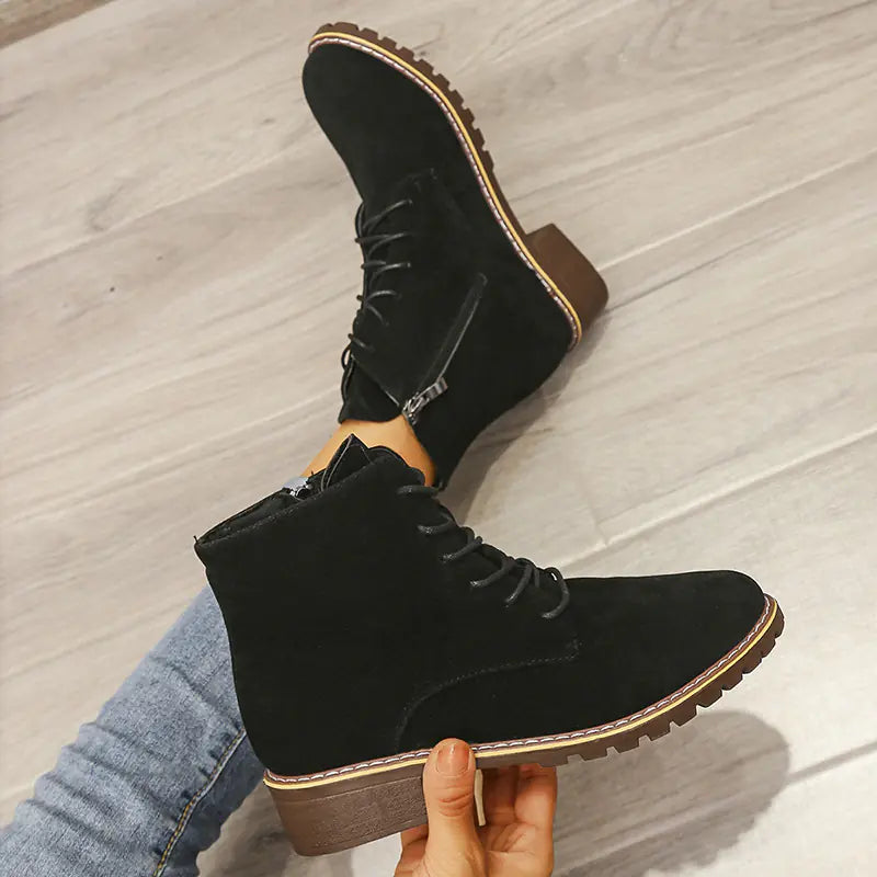 Damen-Martin-Boots mit kurzem Schaft und runder Zehenkappe