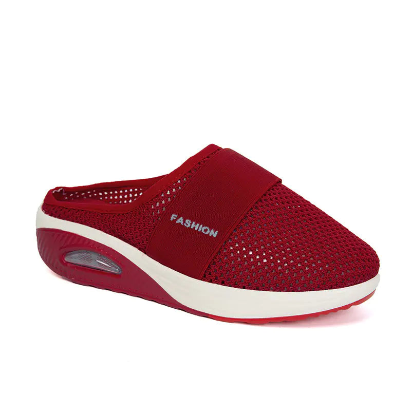 Plus Size Wedge Heel Baotou Mesh Casual Slippers
