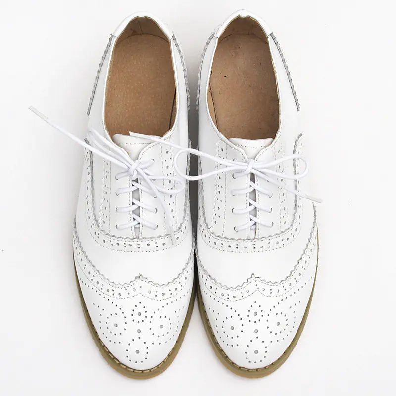 Women's British Style Pointed Toe Leather Flats