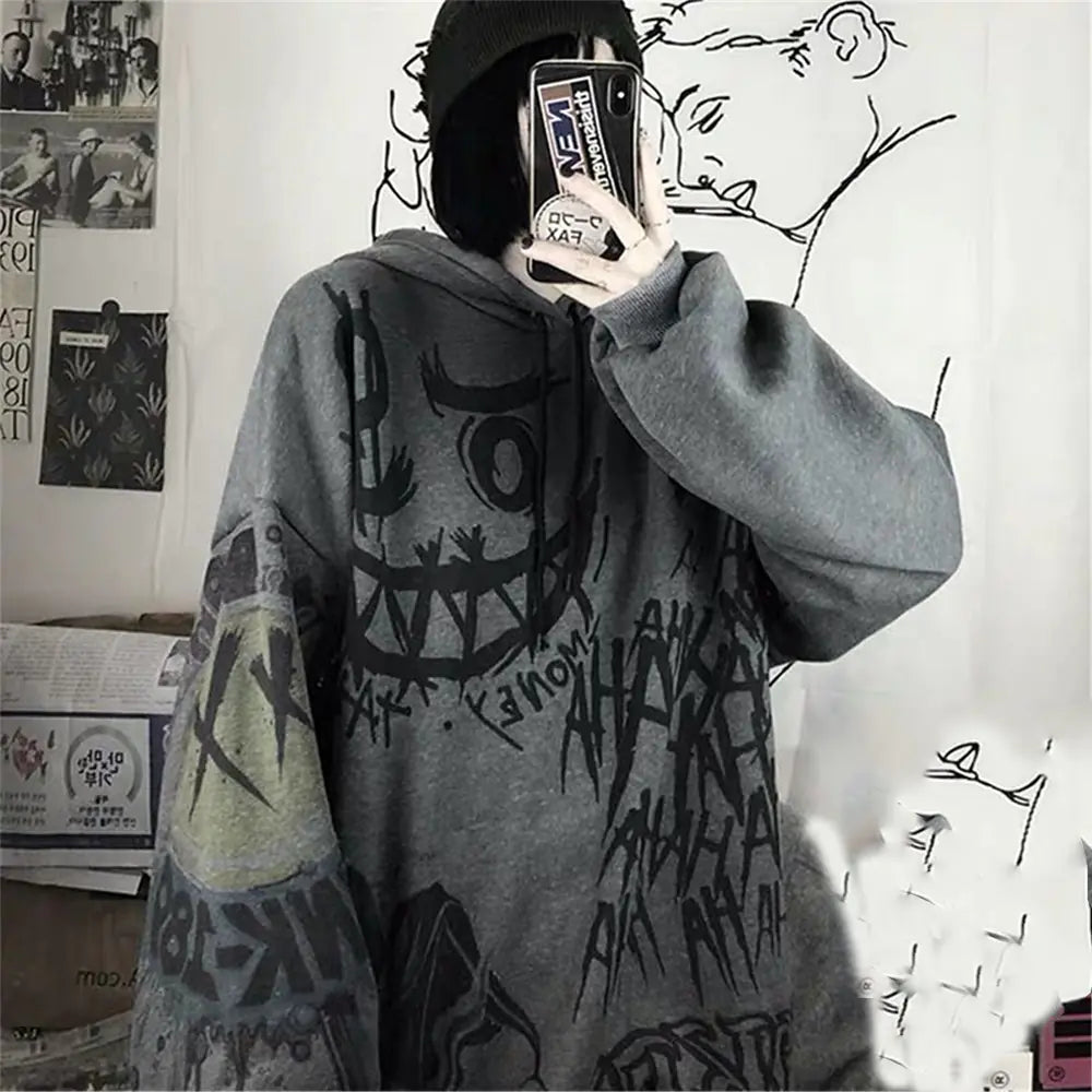 Cool Tie Dye Harajuku Hoodie for Women - Gothic Style