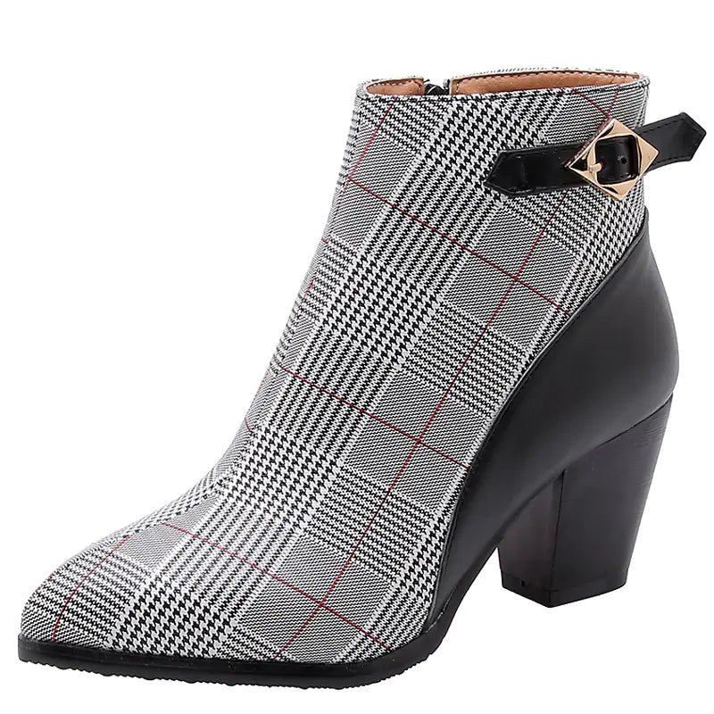 Botines de tacón alto para mujer con tacón grueso