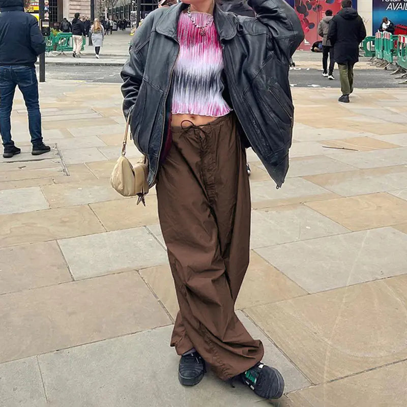 Fashion Retro Wide-Leg Cargo Pants for Women