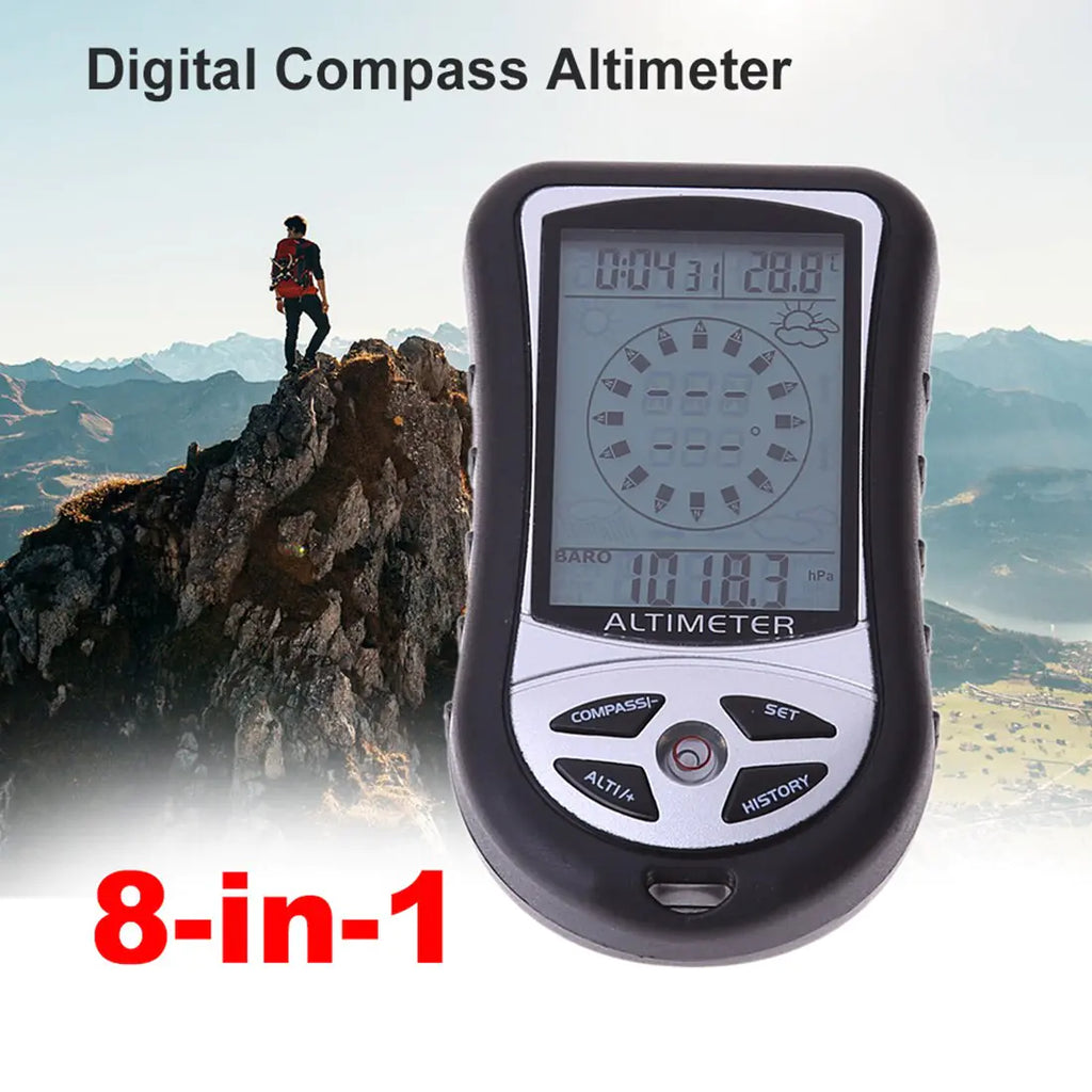 8-in-1 Handheld Electronic Altimeter with Compass