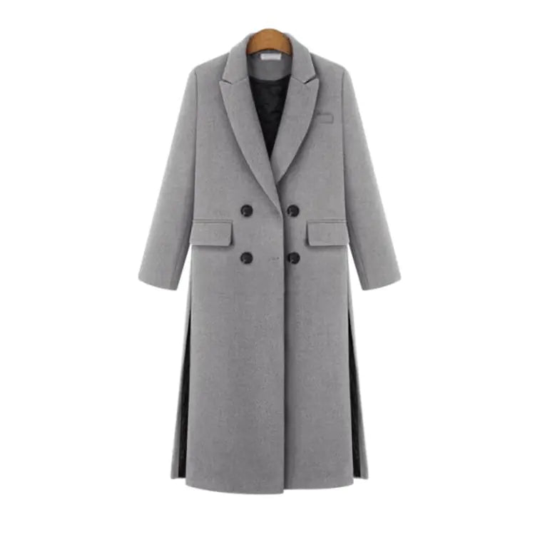 Double-Breasted Woolen Coat for Women Plus Size