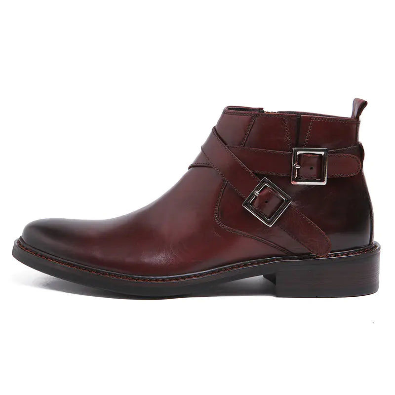 Men's British High-Top Leather Boots, Round Toe Martin