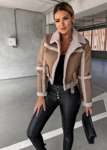 Color Block Faux Fur Coat
