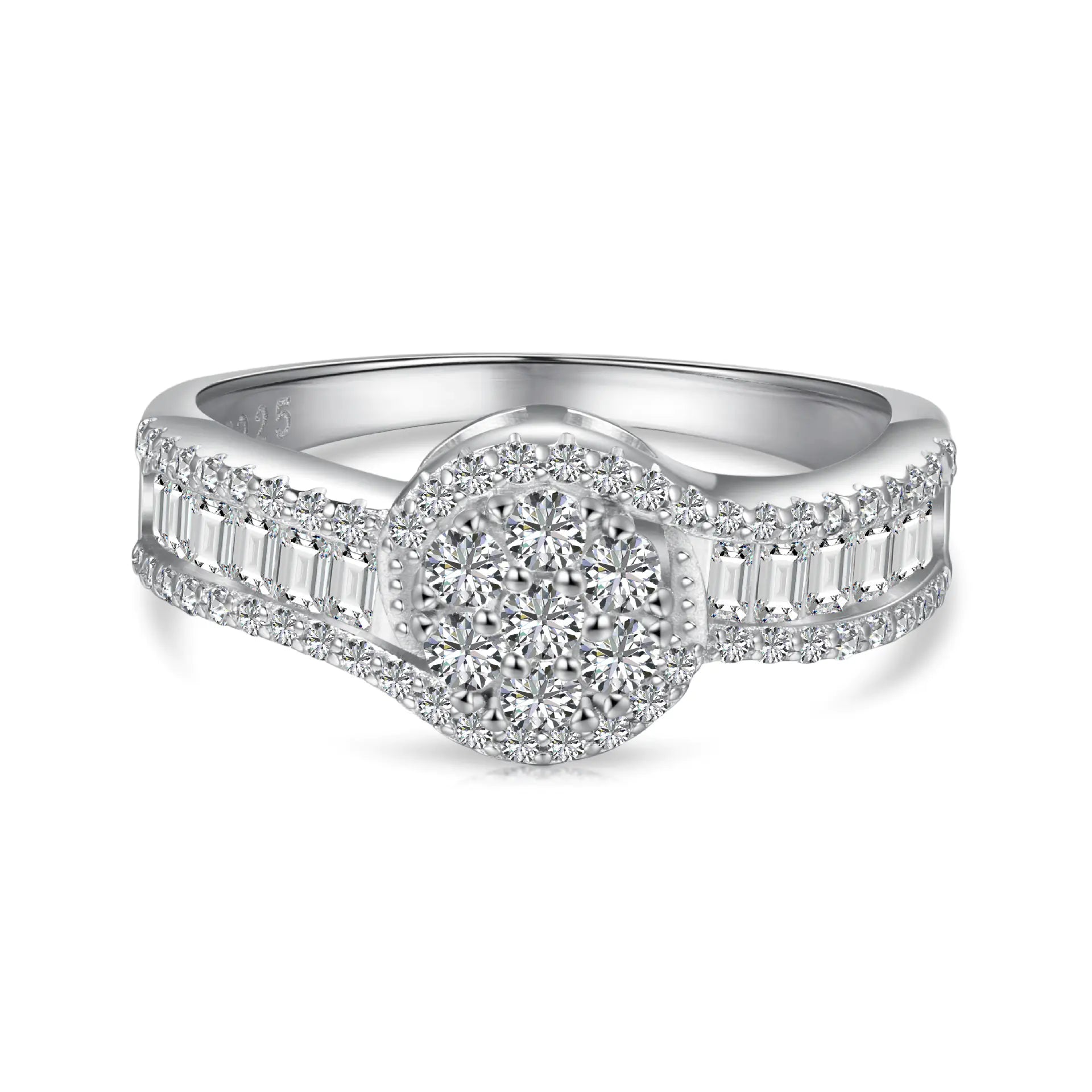 S925 Silver Zirconia Simulated Diamond Ring Stack