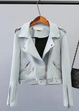 PU/X009OP Women's Suede Jacket with Zipper Detail