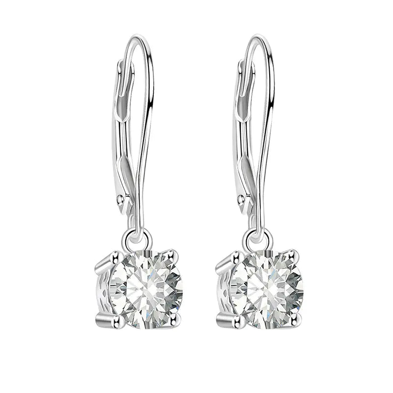 S925 Silver Single Diamond Zirconia Hoop Earrings