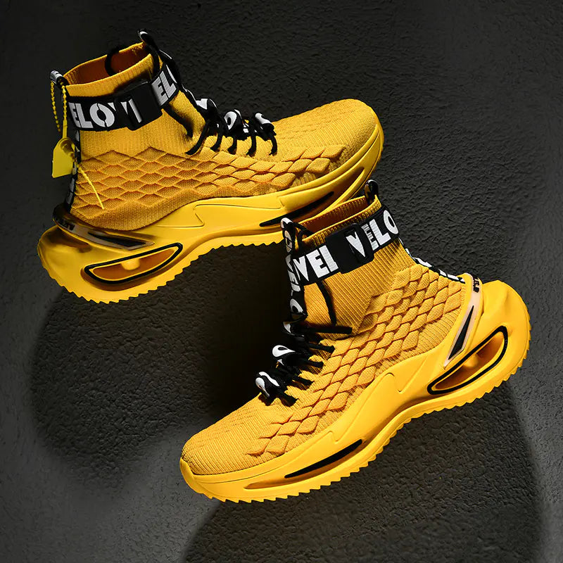 High Top Basketball Sneakers for Men - Black Casual Style