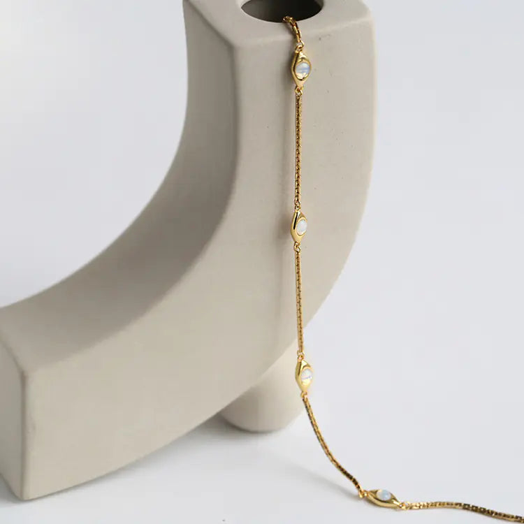 18K Gold Plated Opal Eye Necklace for Women