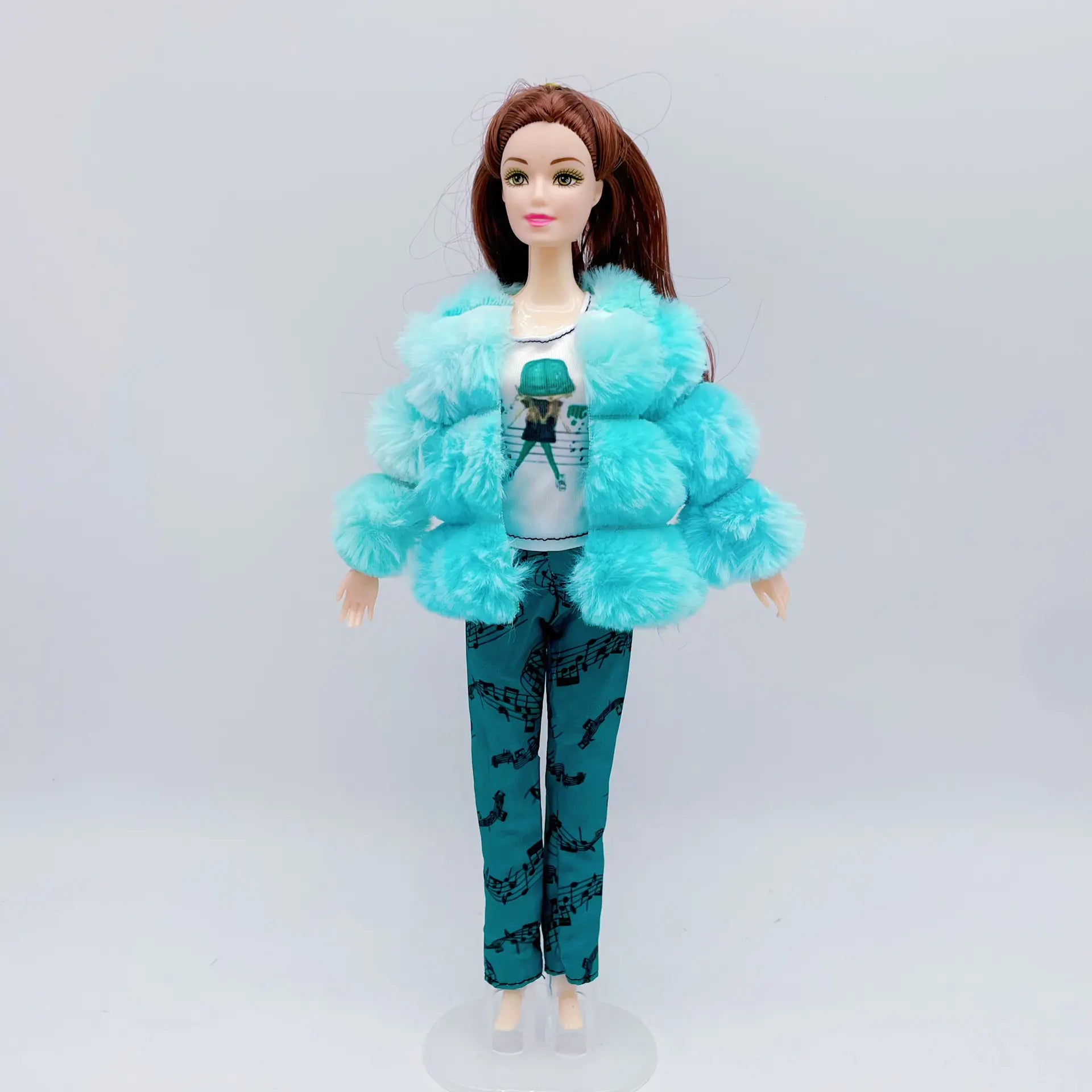 11 Inch Barbie Doll Clothes with Plush Short Coat Set