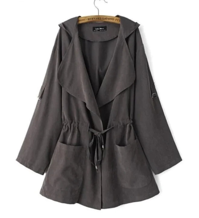 Lightweight Hooded Trench Coat (Mid-Length)