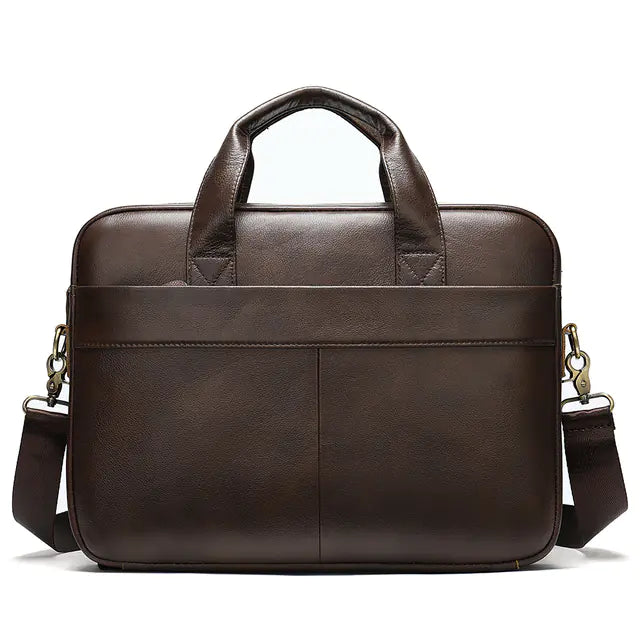 Genuine Leather Men's Briefcase for Laptop and Business
