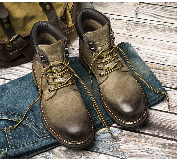 Men's High Top British Winter Leather Martin Boots