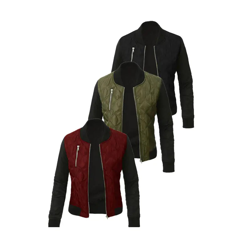 Fashionable Zippered Padded Jacket for Women