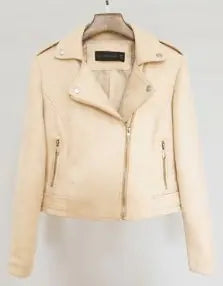 Short Women's Suede Jacket with Asymmetrical Zipper