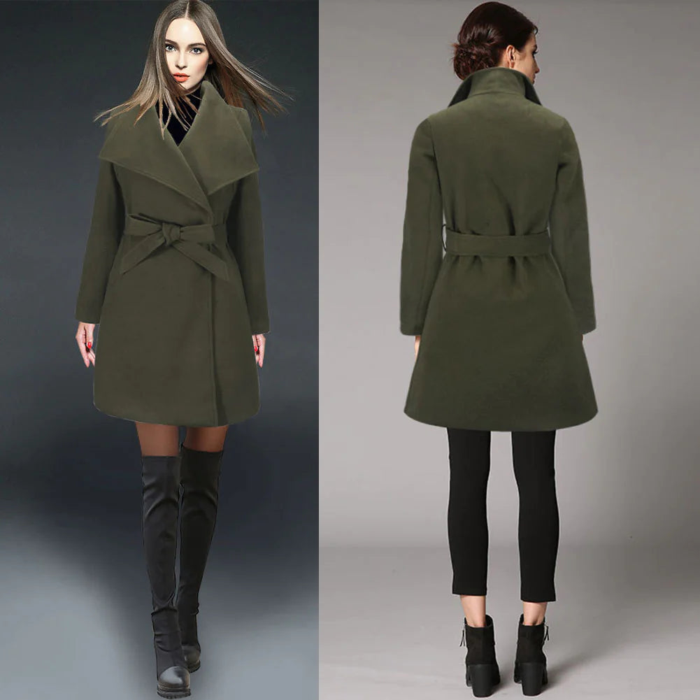 Lace-Up Short Trench Coat Casual Jacket