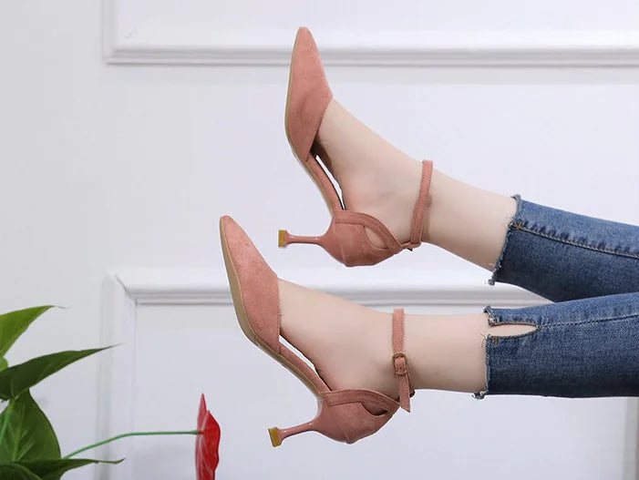 Chic Pointed Toe Heels with Ankle Strap for Women