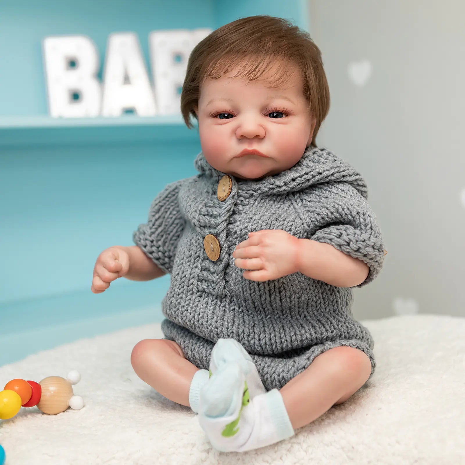 49cm Realistic Reborn Doll Levi Awake with Veins
