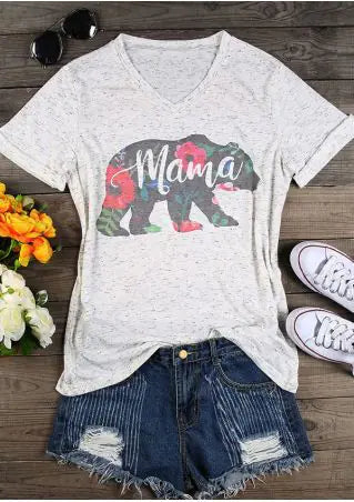 Bedrucktes Damen-T-Shirt mit V-Ausschnitt und kurzen Ärmeln S-3XL