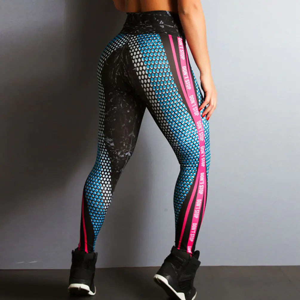 Summer Blue Printed Leggings for Women Yoga Pants