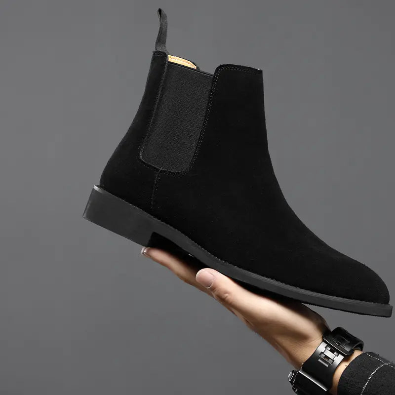 Men's High-Top Nubuck Leather Pointed Toe Martin Boots