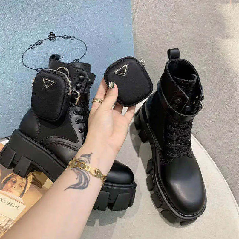 Retro dicke Sohle Leder Martin Kurzstiefel