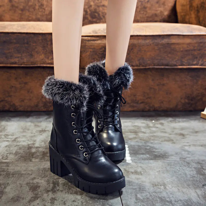 Women's Waterproof Chunky Heel Martin Boots