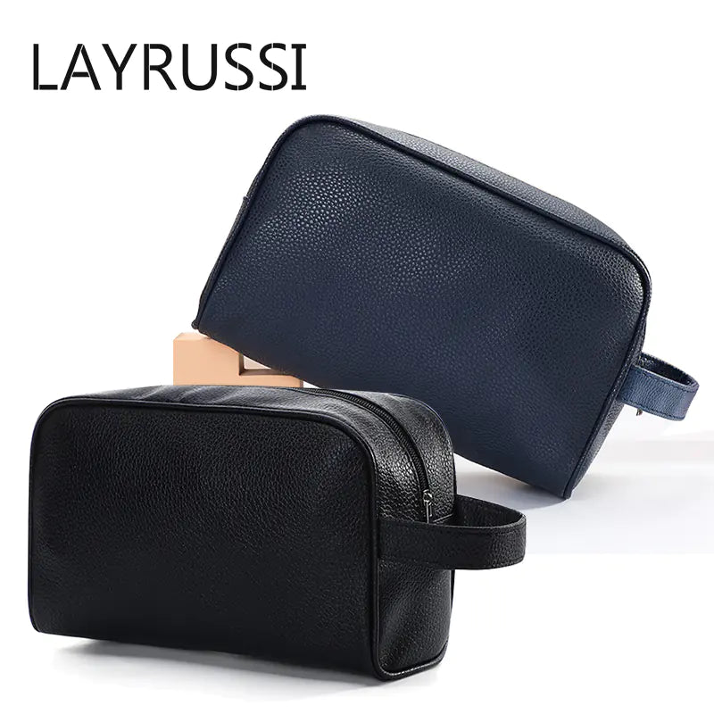 LAYRUSSI Waterproof PU Leather Makeup and Toiletries Bag