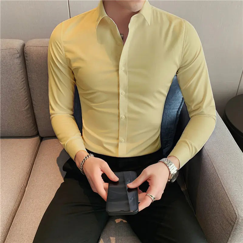 Summer Men's Slim Fit Long Sleeve Shirt