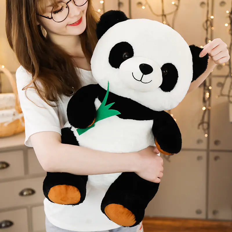 Panda Plush Toy with Bamboo Leaf Design