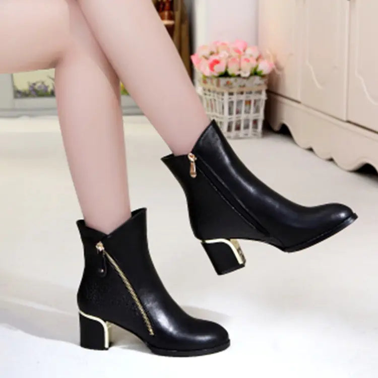 New Women's High Heel Martin Boots with Thick Heels